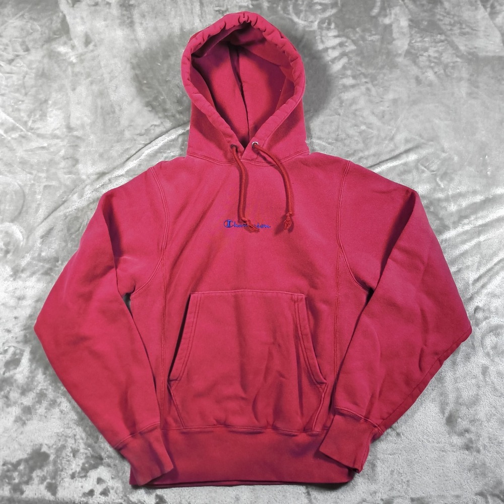 Champion Reverse Weave Hoodie Mens XS Red Pullover Embroidered‎ Center Logo Gym